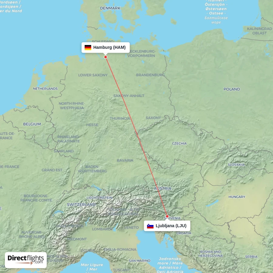 LJU - HAM route map