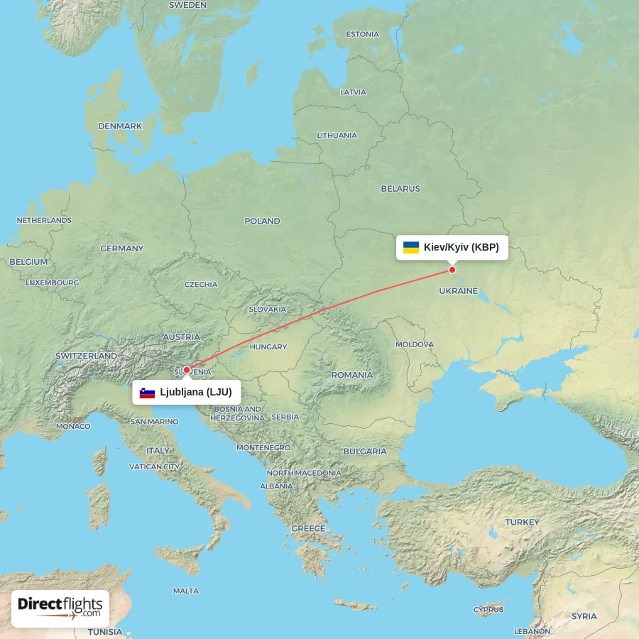 LJU - KBP route map