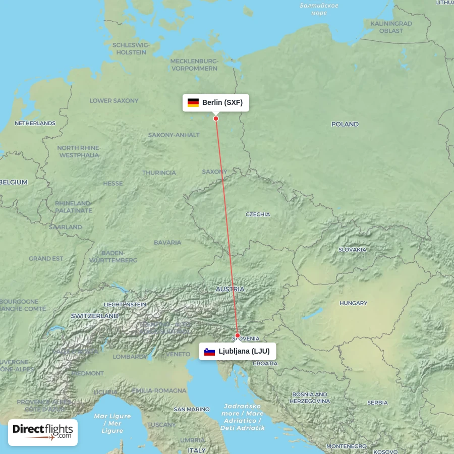 LJU - SXF route map