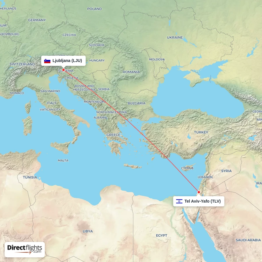 LJU - TLV route map