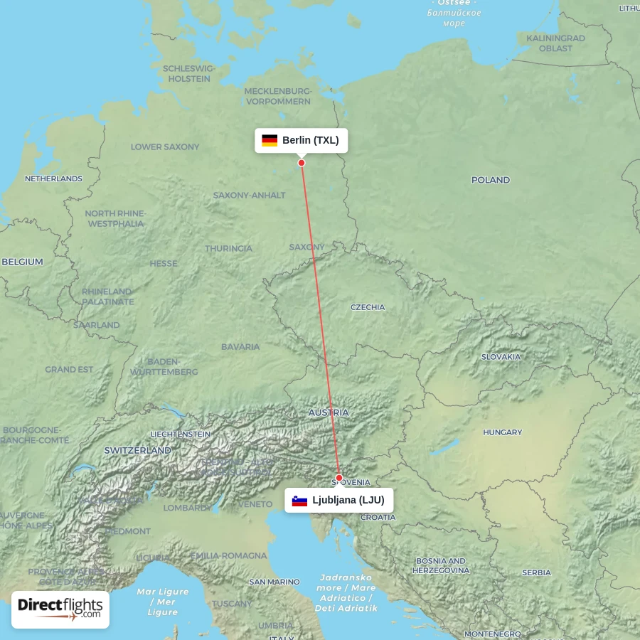 LJU - TXL route map