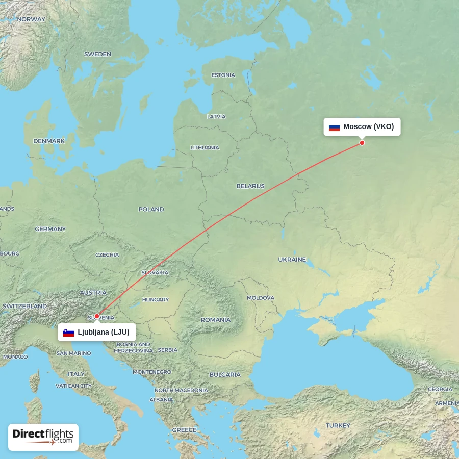 LJU - VKO route map
