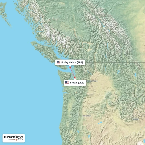 Seattle - Friday Harbor direct flight map