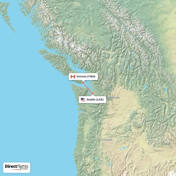 Seattle - Victoria direct flight map