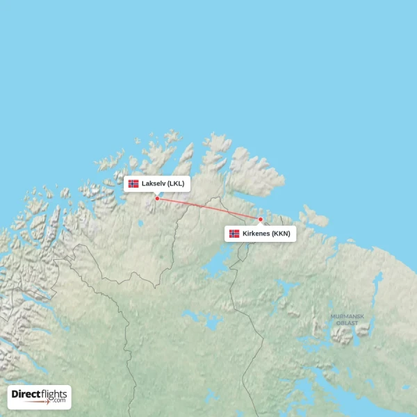 Lakselv - Kirkenes direct flight map