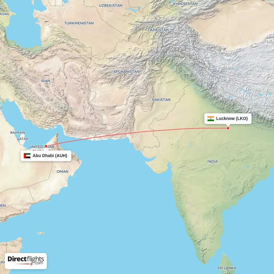 LKO - AUH route map