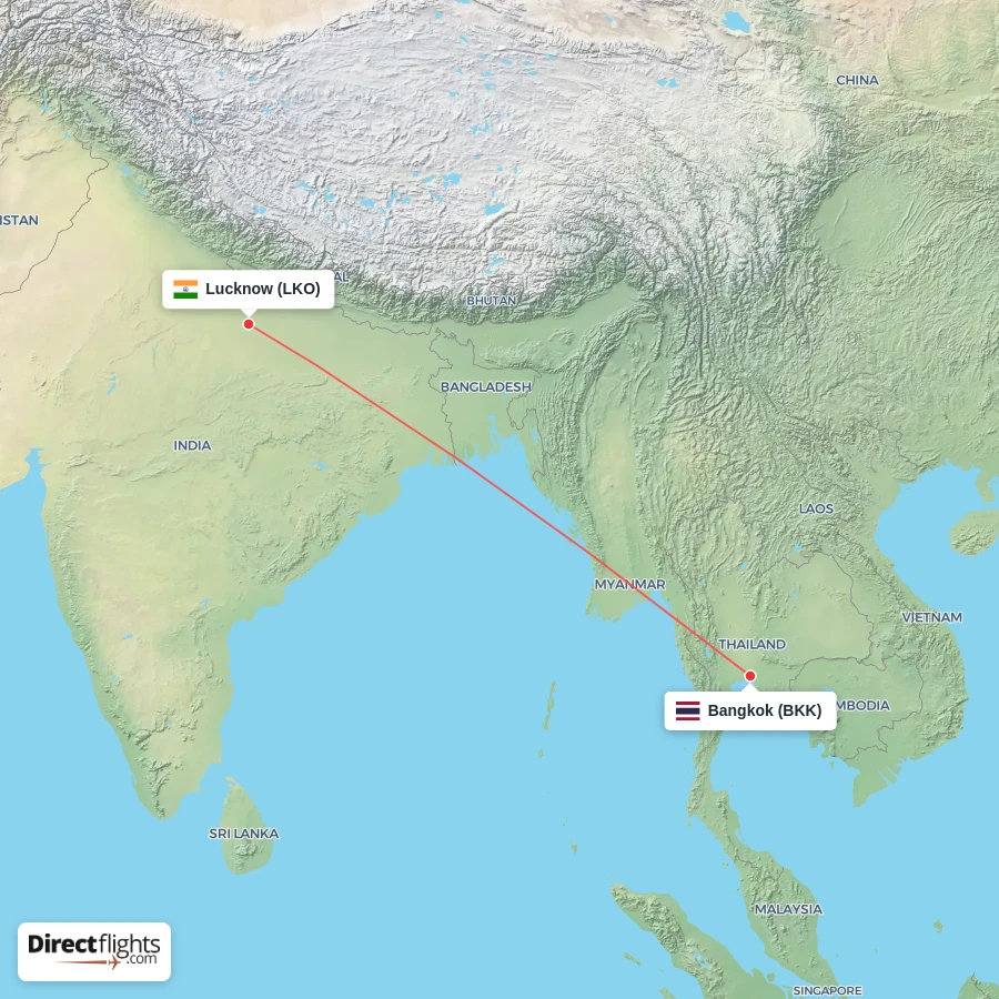 LKO - BKK route map