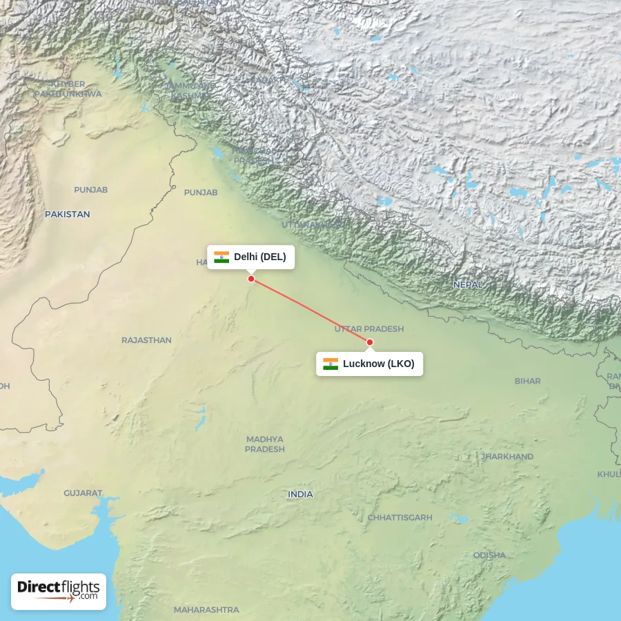 LKO - DEL route map