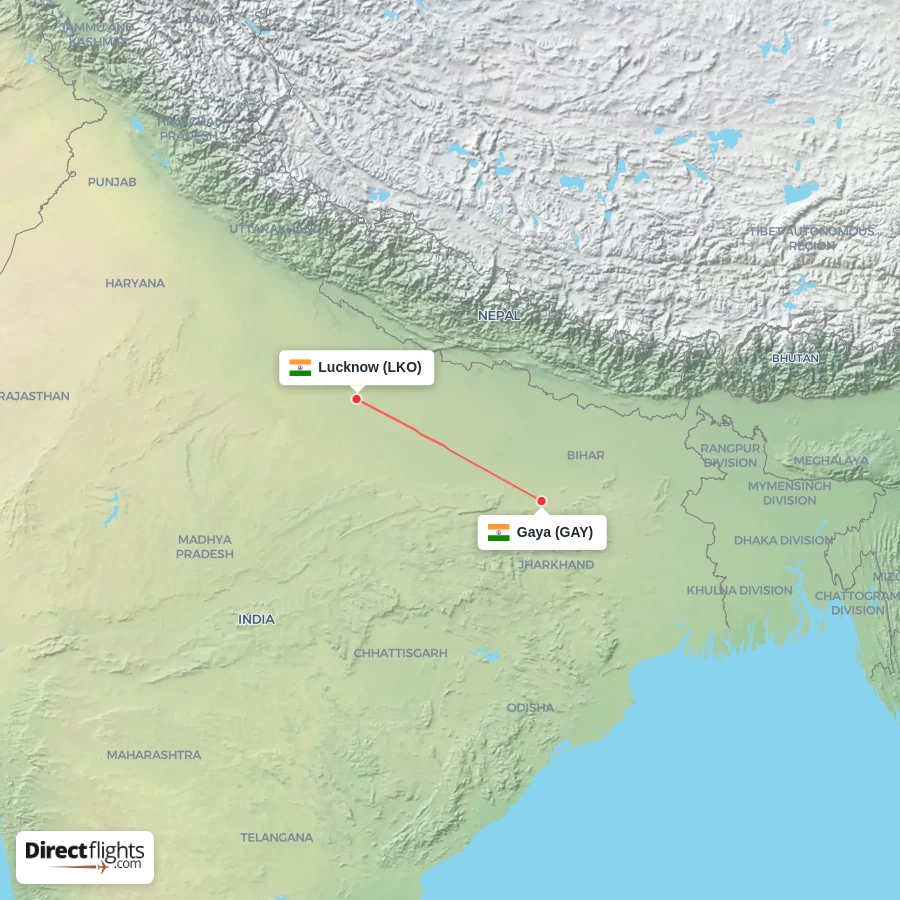 LKO - GAY route map
