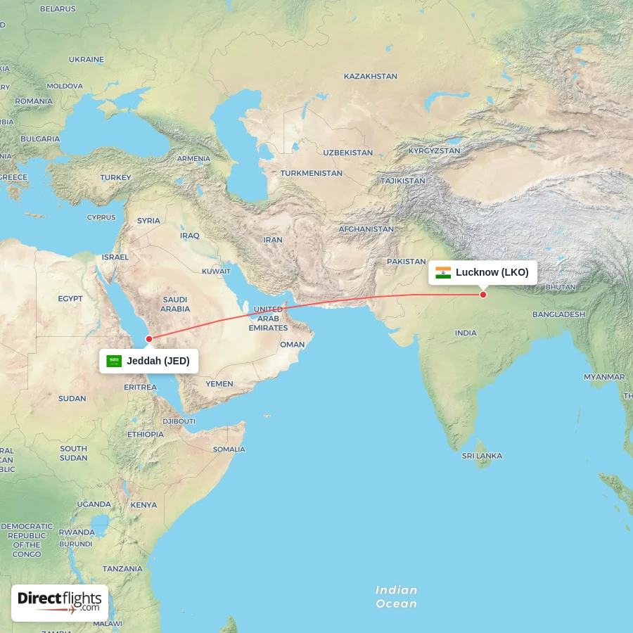 LKO - JED route map