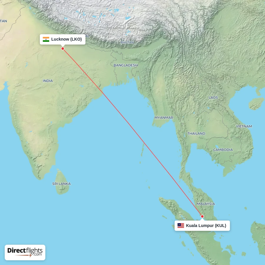 LKO - KUL route map
