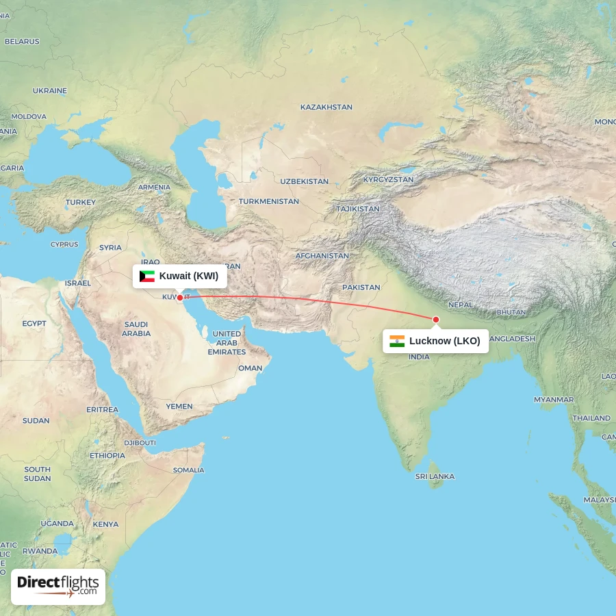 LKO - KWI route map