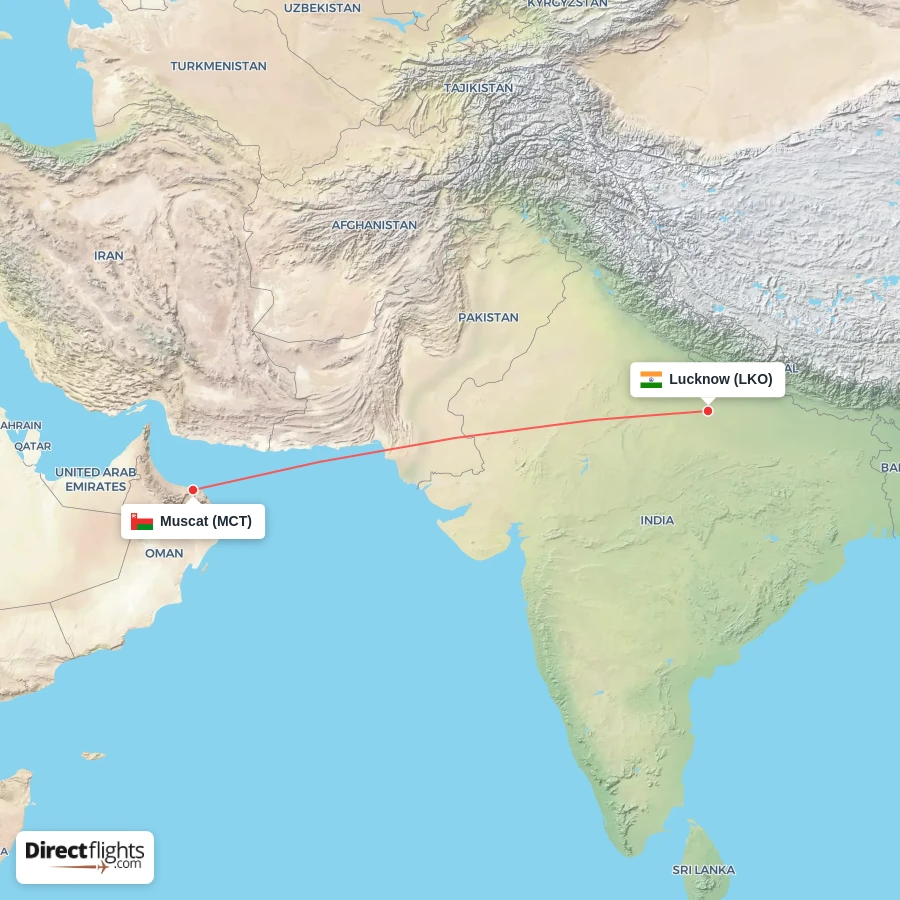 LKO - MCT route map