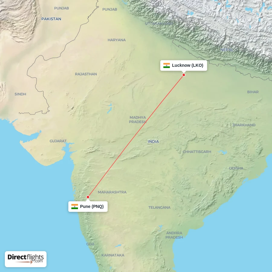 LKO - PNQ route map