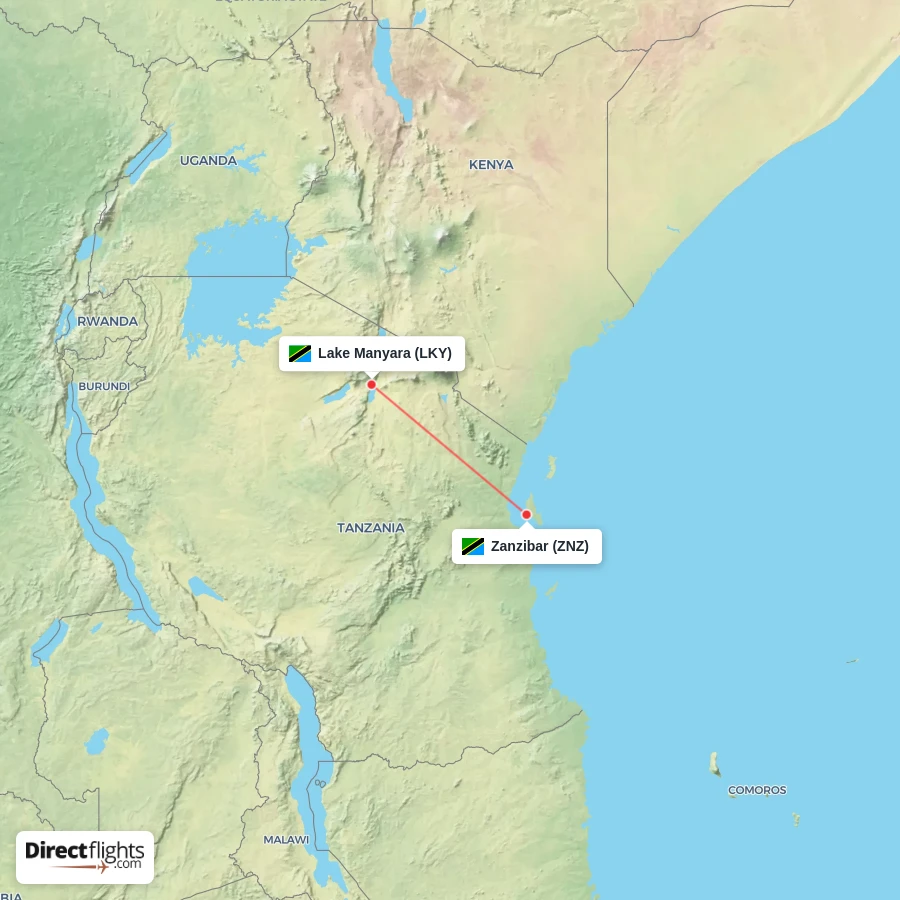 LKY - ZNZ route map