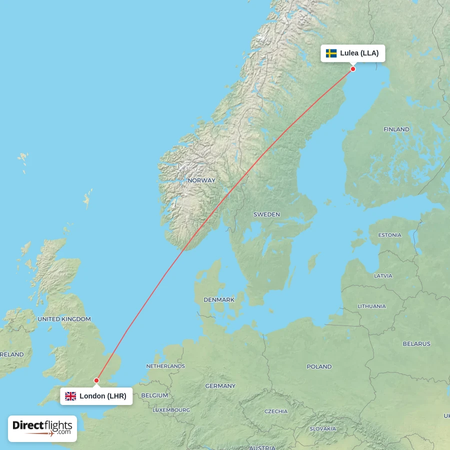 LLA - LHR route map