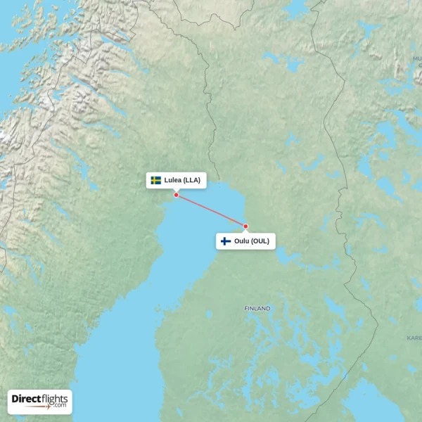 Lulea - Oulu direct flight map