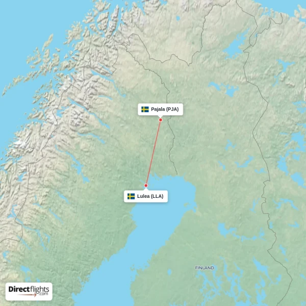 Lulea - Pajala direct flight map