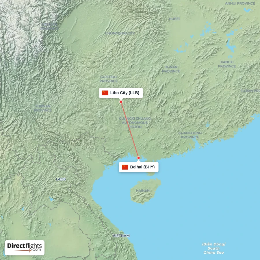 LLB - BHY route map