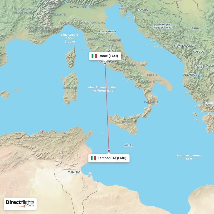 LMP - FCO route map