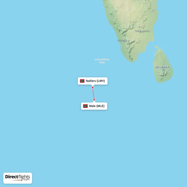 Naifaru - Male direct flight map