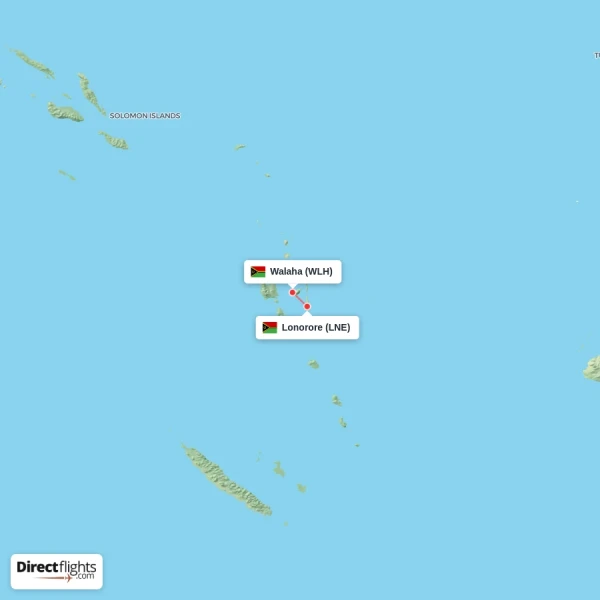 Lonorore - Walaha direct flight map