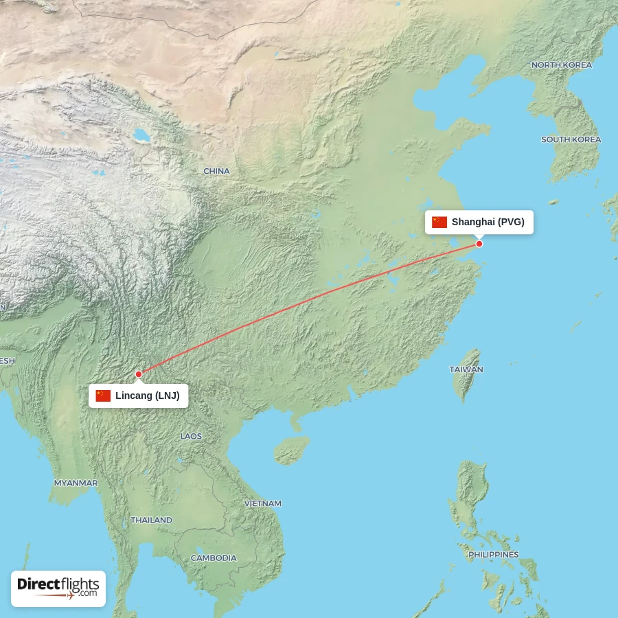 LNJ - PVG route map