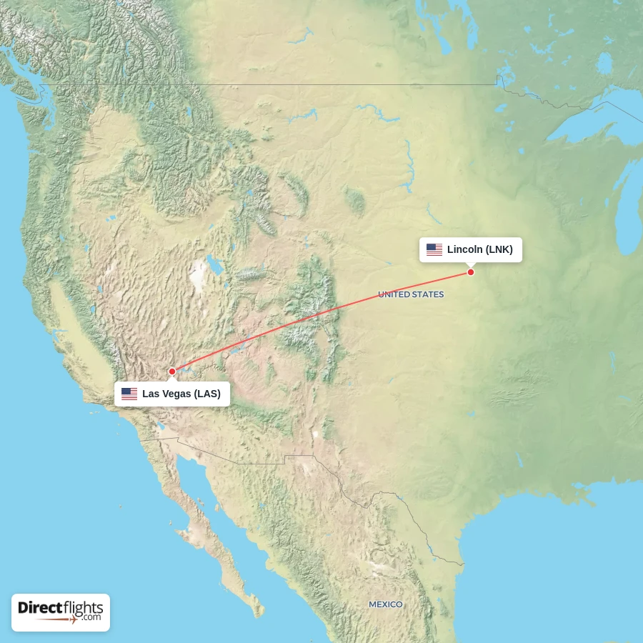 LNK - LAS route map
