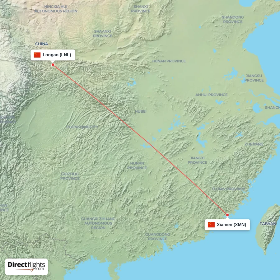 LNL - XMN route map