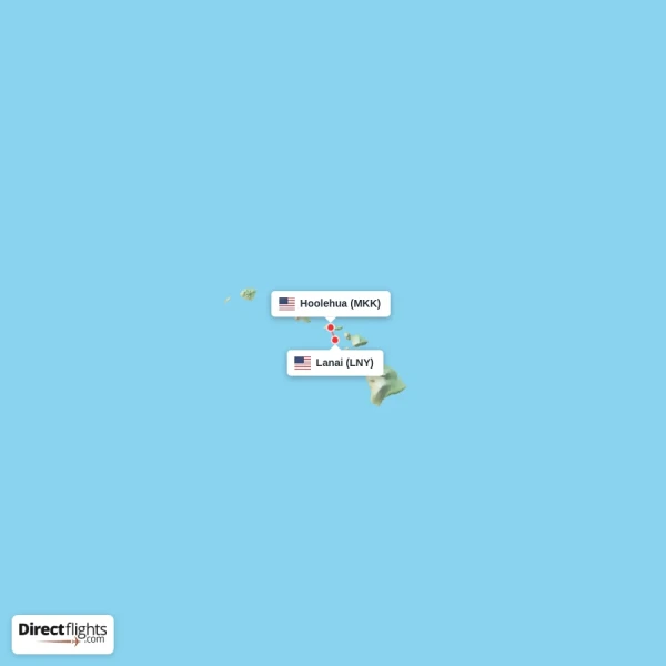 Lanai - Hoolehua direct flight map