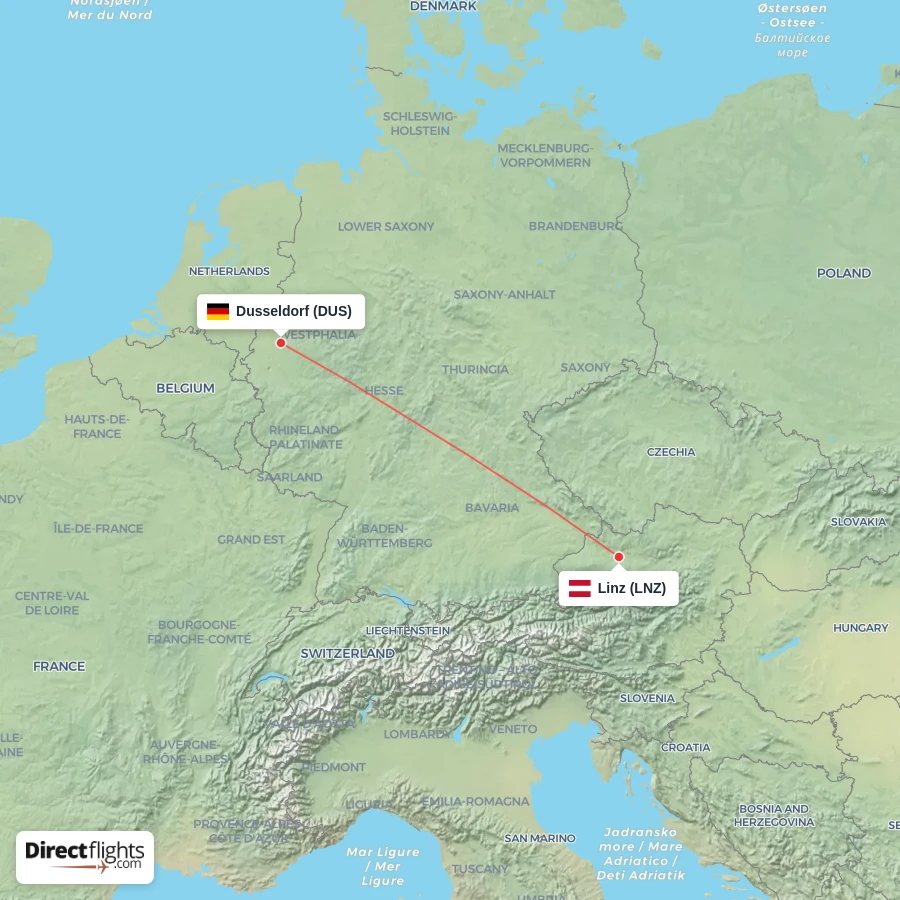LNZ - DUS route map
