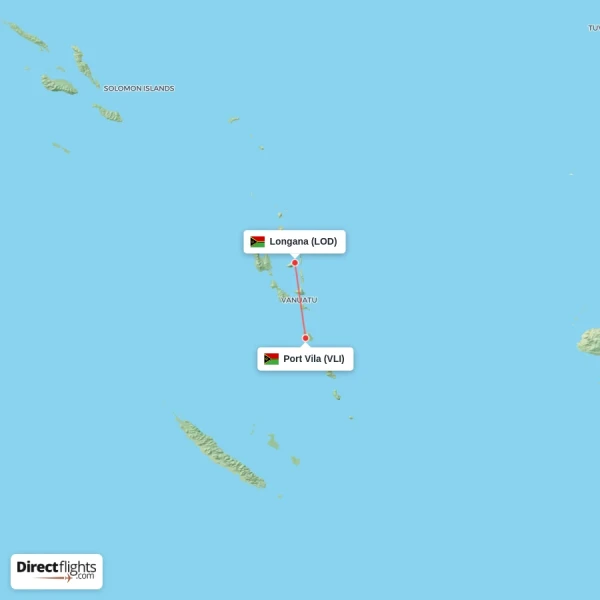 Longana - Port Vila direct flight map