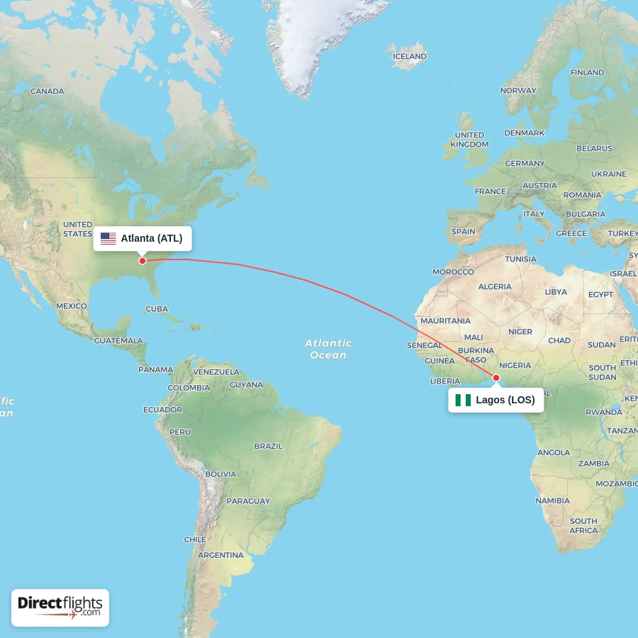 LOS - ATL route map
