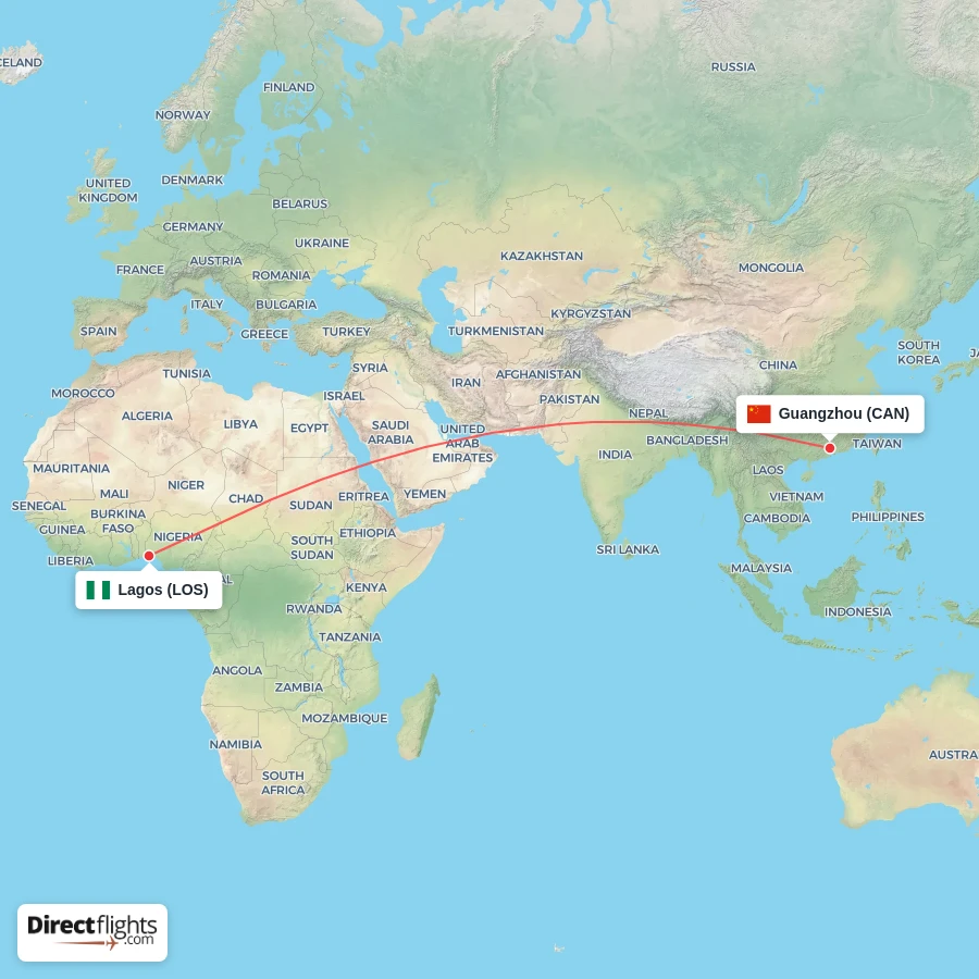 LOS - CAN route map