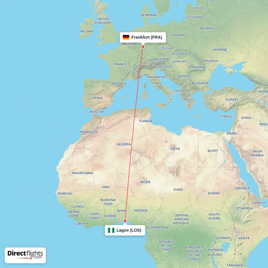 LOS - FRA route map