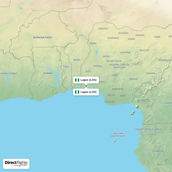 Lagos - Lagos direct flight map