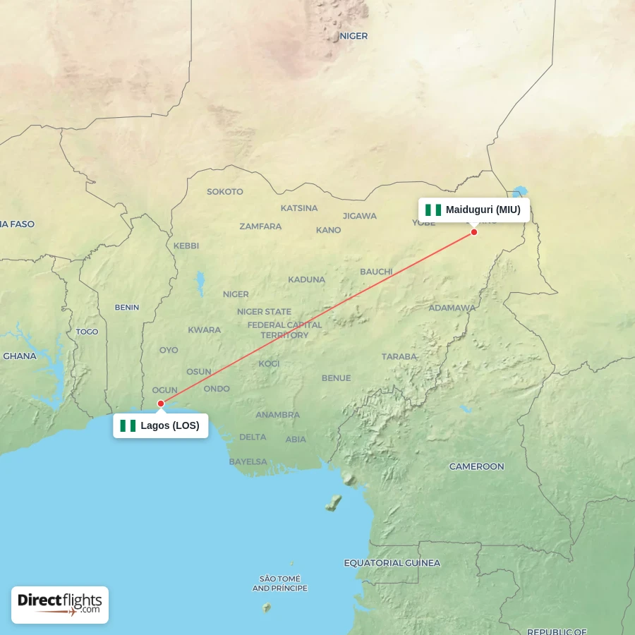 LOS - MIU route map