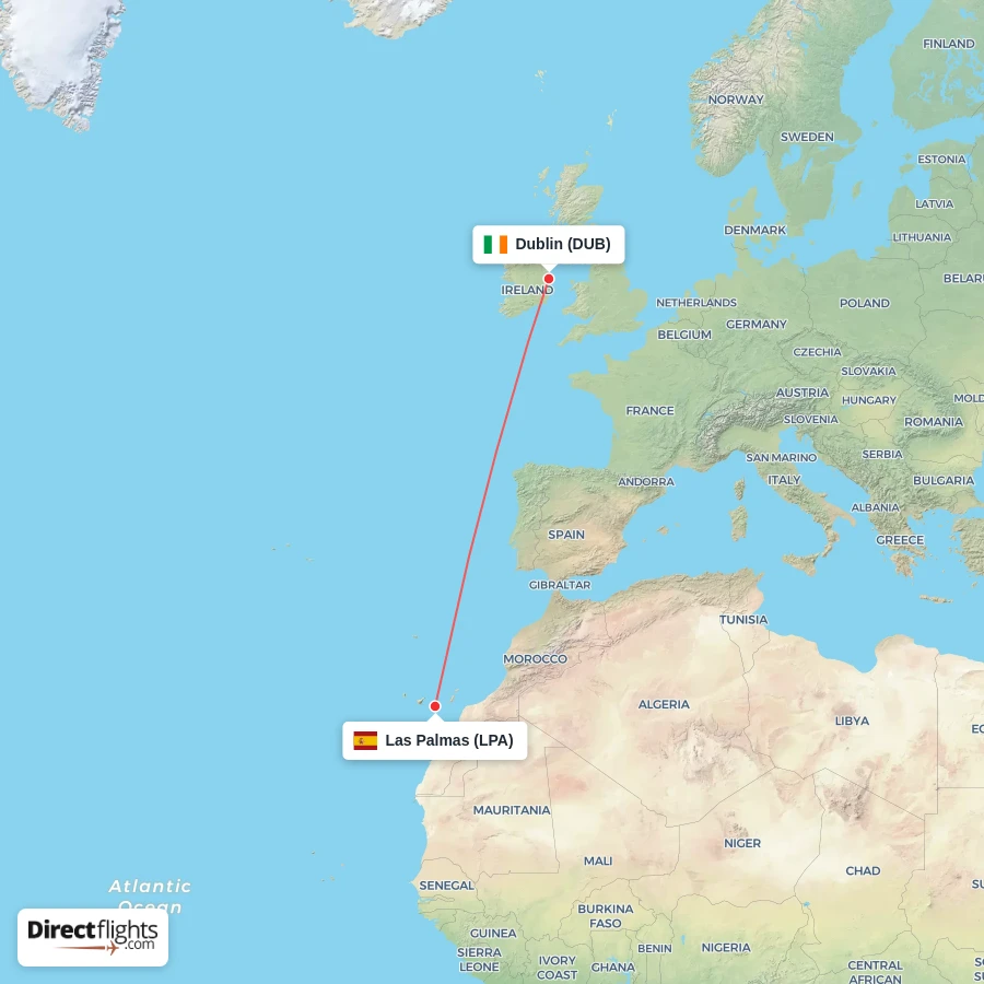 LPA - DUB route map