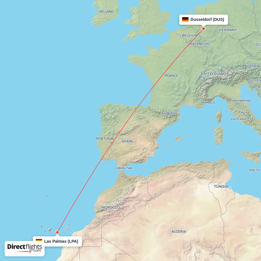 LPA - DUS route map