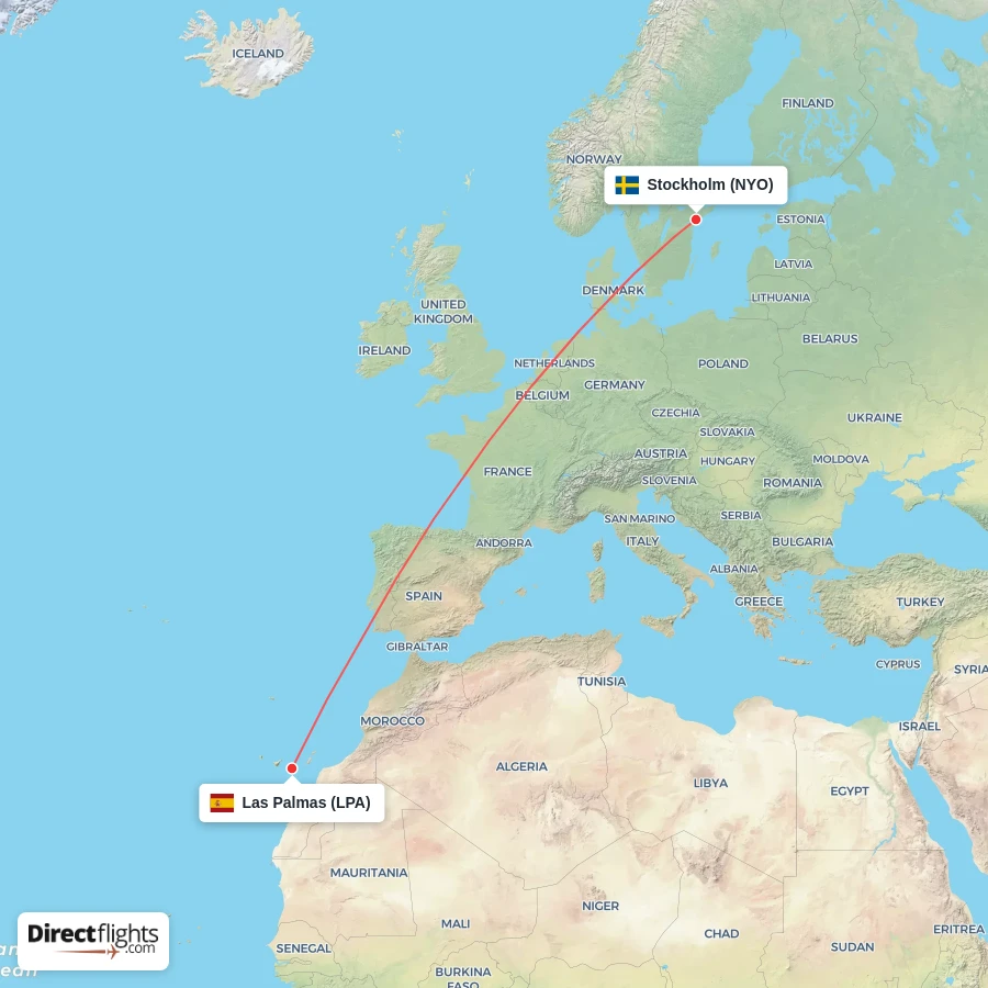 LPA - NYO route map