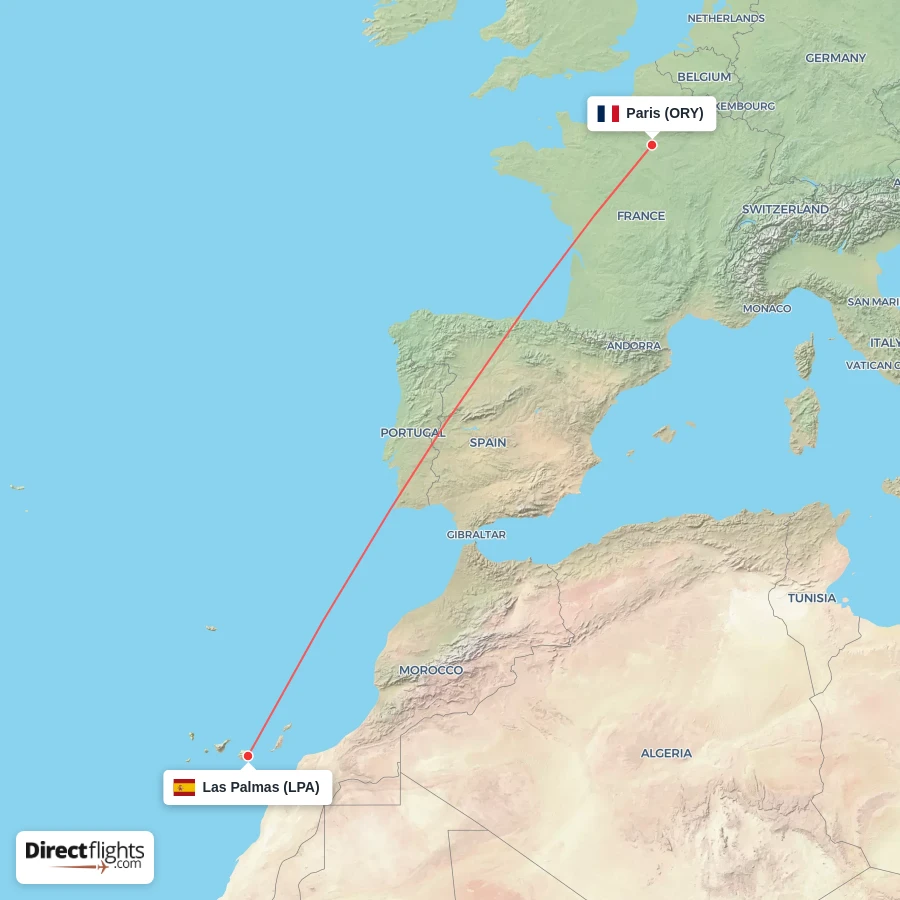 LPA - ORY route map