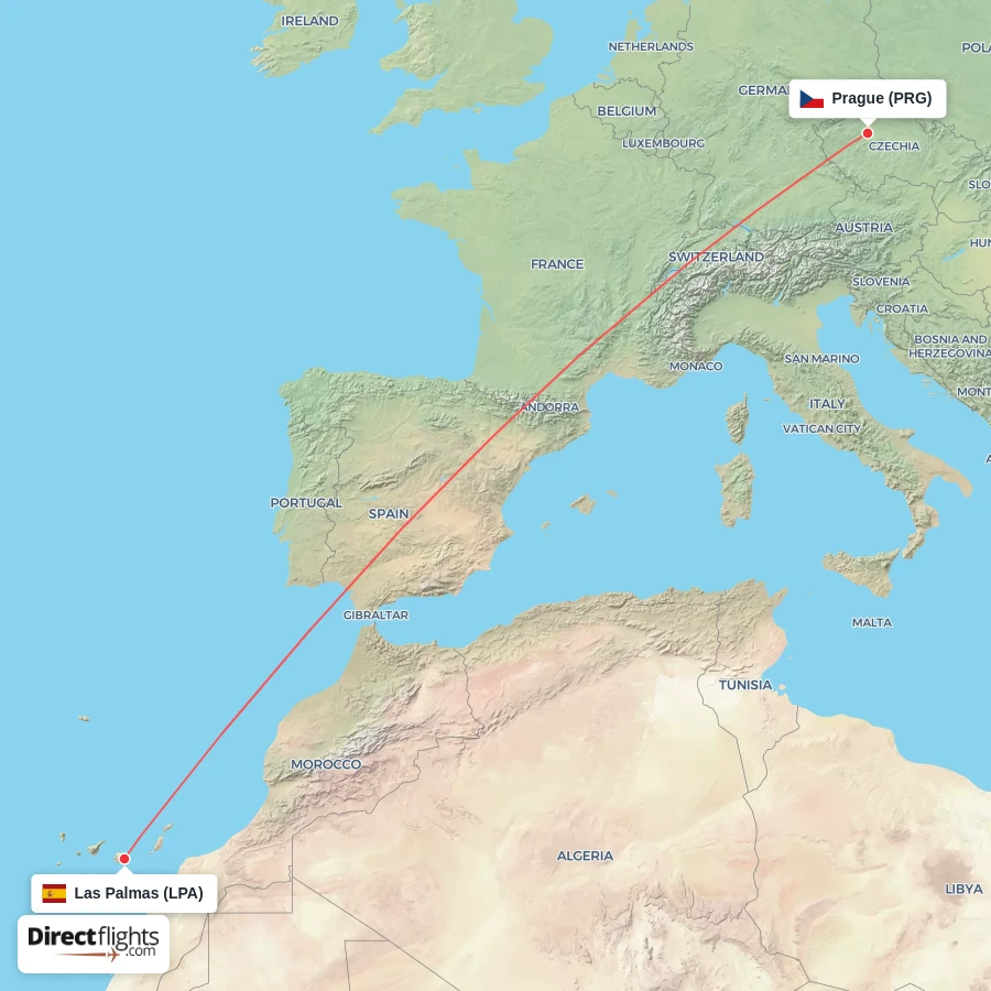 LPA - PRG route map