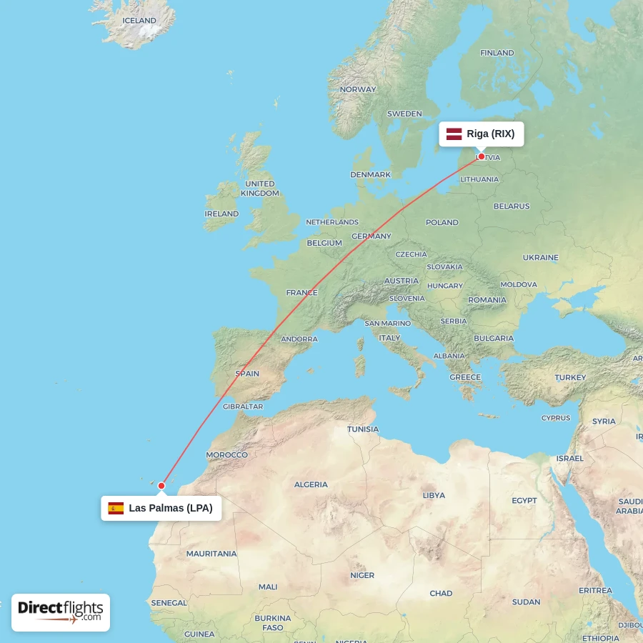 LPA - RIX route map