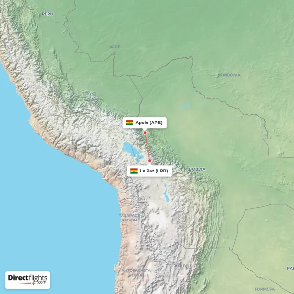 La Paz - Apolo direct flight map