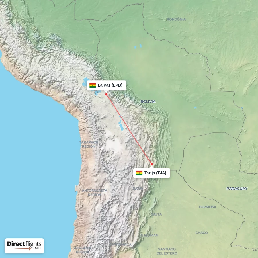 LPB - TJA route map