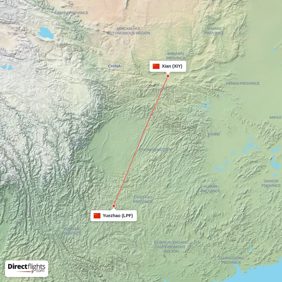 LPF - XIY route map