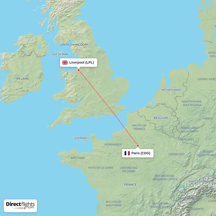 LPL - CDG route map