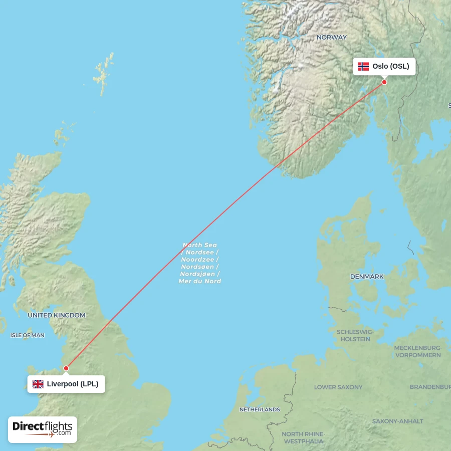 LPL - OSL route map