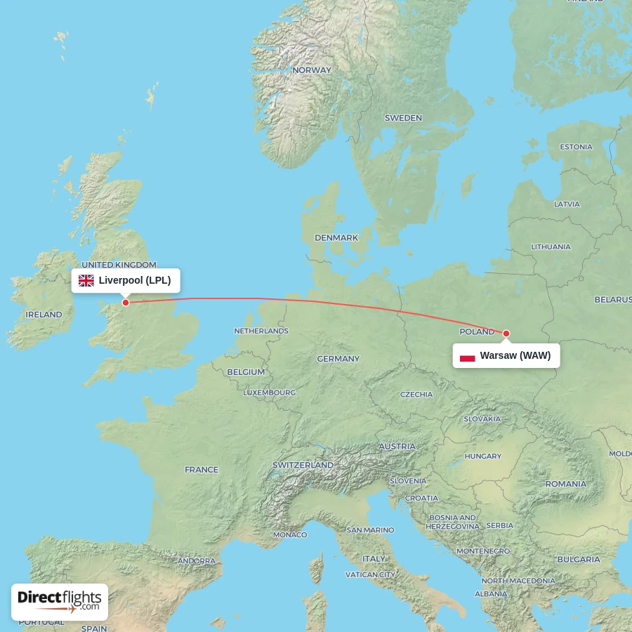 LPL - WAW route map