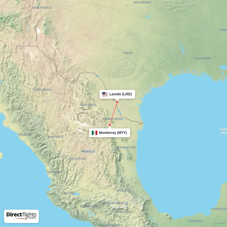 LRD - MTY route map